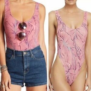 Free People Pink Floral bodysuit